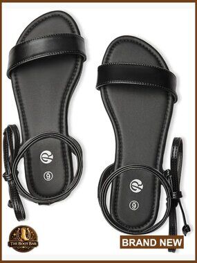 Women's Flat Sandals with Ankle Wrap, Strappy Open Toe, Comfortable Summer Shoes